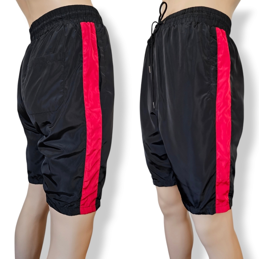 Victorious Black & Red Side Stripe Athletic Shorts Size Medium NWT